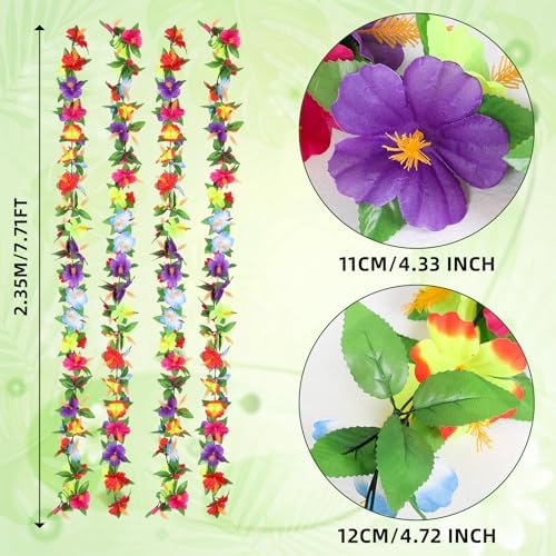 2 Pcs 31 ft Tropical Hibiscus Flower Garland for Hawaiian Luau Party, alternate view 3