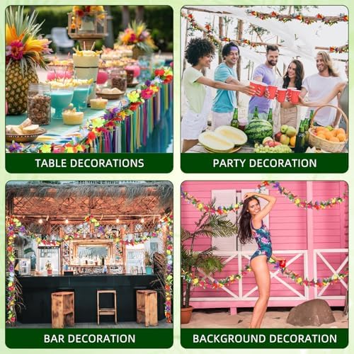 2 Pcs 31 ft Tropical Hibiscus Flower Garland for Hawaiian Luau Party, alternate view 5