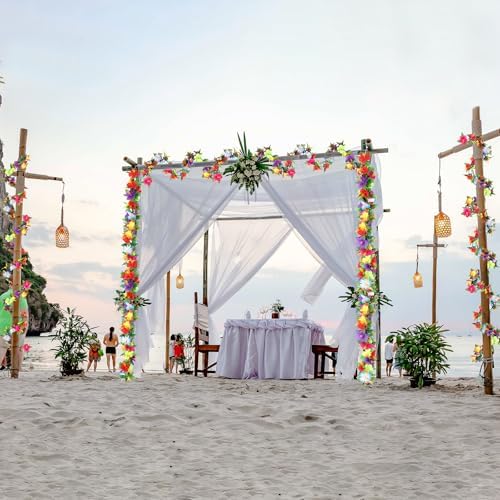 2 Pcs 31 ft Tropical Hibiscus Flower Garland for Hawaiian Luau Party, alternate view 6