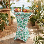 2 Pcs 32'' x 43'' Tropical Flower Highboy Spandex Cocktail Table Cover Fitted Stretch Cocktail Tablecloth, alternate view 2