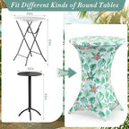 2 Pcs 32'' x 43'' Tropical Flower Highboy Spandex Cocktail Table Cover Fitted Stretch Cocktail Tablecloth, alternate view 4