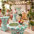 2 Pcs 32'' x 43'' Tropical Flower Highboy Spandex Cocktail Table Cover Fitted Stretch Cocktail Tablecloth, alternate view 6