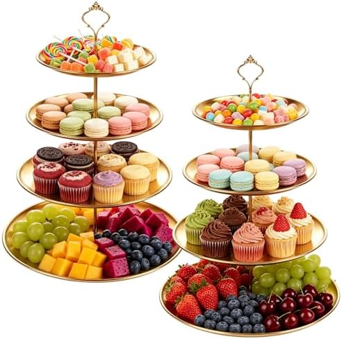 2 Pcs 4 Tier Stainless Steel Cupcake Stand in Gold