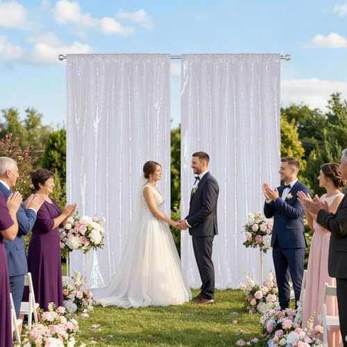 2 PCS 4x10ft Iridescent Sequin Backdrop for Photography in 4FT x 10FT (2 Panels) in Iridescent, alternate view 2