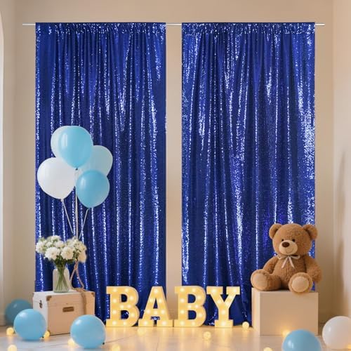 2 PCS 4x10ft Navy Blue Sequin Backdrop for Photography in 8FT x 10FT in Navy Blue, alternate view 3