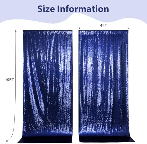 2 PCS 4x10ft Navy Blue Sequin Backdrop for Photography in 8FT x 10FT in Navy Blue, alternate view 4
