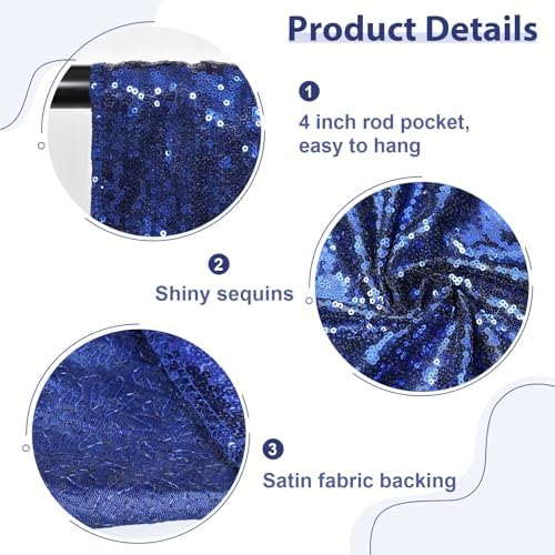 2 PCS 4x10ft Navy Blue Sequin Backdrop for Photography in 8FT x 10FT in Navy Blue, alternate view 5