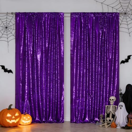 2 PCS 4x10ft Purple Sequin Backdrop for Photography in 4FT x 10FT (2 Panels) in Purple, alternate view 6