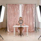 2 PCS 4x10ft Rose Gold Sequin Backdrop for Photography in 4FT x 10FT (2 Panels) in Rose Gold, alternate view 4