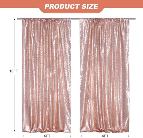 2 PCS 4x10ft Rose Gold Sequin Backdrop for Photography in 4FT x 10FT (2 Panels) in Rose Gold, alternate view 5