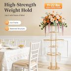 2 PCS 5 Tier Crystal Flower Stands, 43.3in Tall Wedding Centerpieces, Crystal Flower Stand with Hanging Crystals, alternate