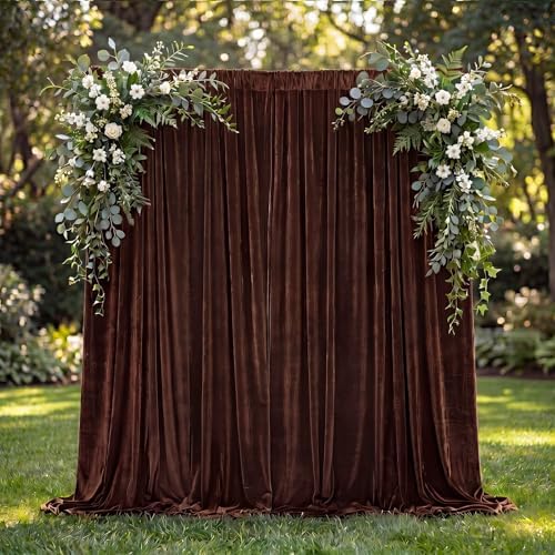 2 Pcs 5 X10 ft Chocolate Brown Velvet Curtains Backdrop Drapes in 5 x 10 ft in Chocolate Brown