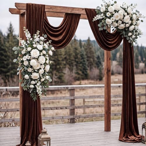 2 Pcs 5 X10 ft Chocolate Brown Velvet Curtains Backdrop Drapes in 5 x 10 ft in Chocolate Brown, alternate view 5
