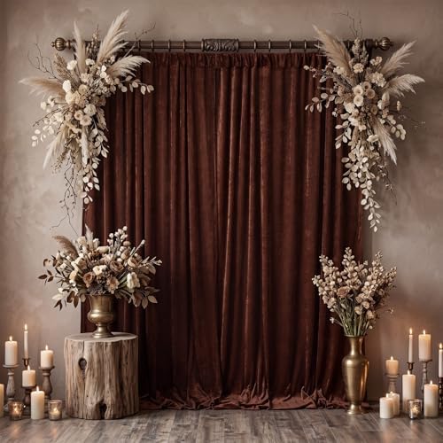 2 Pcs 5 X10 ft Chocolate Brown Velvet Curtains Backdrop Drapes in 5 x 10 ft in Chocolate Brown, alternate view 6