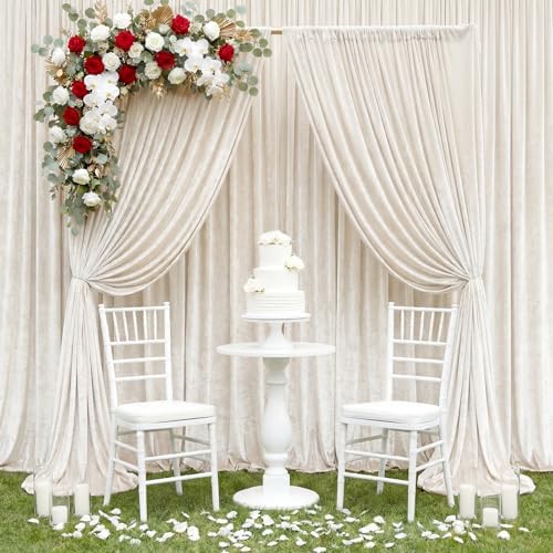 2 Pcs 5 X10 ft Ivory White Velvet Curtains Backdrop Drapes in 5 x 10 ft in ivory white, alternate view 4