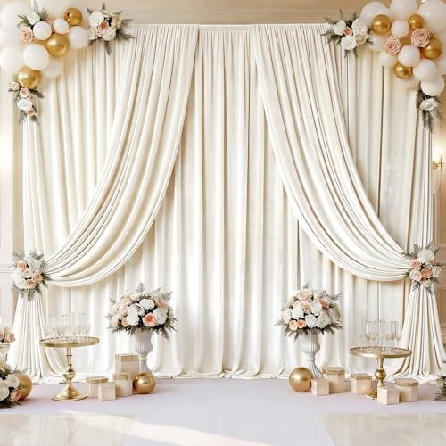 2 Pcs 5 X10 ft Ivory White Velvet Curtains Backdrop Drapes in 5 x 10 ft in ivory white, alternate view 5