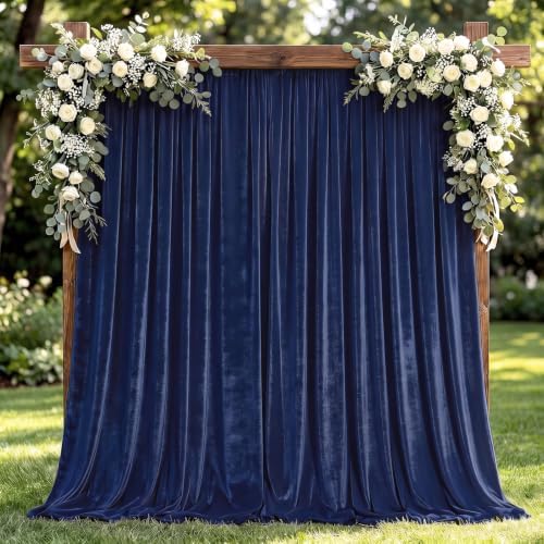 2 Pcs 5 X10 ft Navy Blue Velvet Curtains Backdrop Drapes in 5 x 10 ft in Navy Blue
