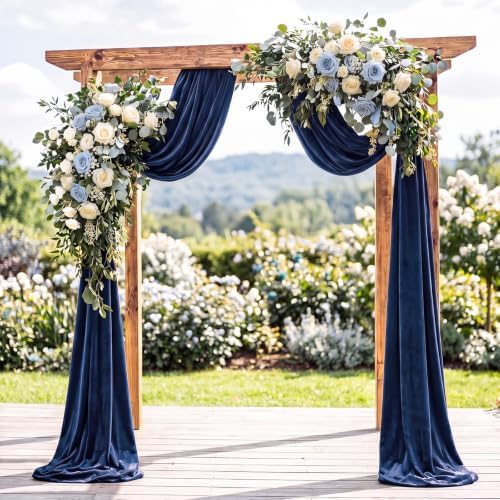 2 Pcs 5 X10 ft Navy Blue Velvet Curtains Backdrop Drapes in 5 x 10 ft in Navy Blue, alternate view 4