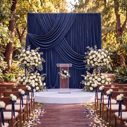 2 Pcs 5 X10 ft Navy Blue Velvet Curtains Backdrop Drapes in 5 x 10 ft in Navy Blue, alternate view 5