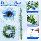 2 Pcs 6 ft Artificial Flowers Wisteria Garland, Blue in Blue, alternate view 2