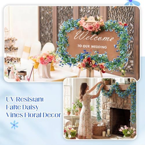 2 Pcs 6 ft Artificial Flowers Wisteria Garland, Blue in Blue, alternate view 3