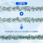 2 Pcs 6 ft Artificial Flowers Wisteria Garland, Blue in Blue, alternate view 4