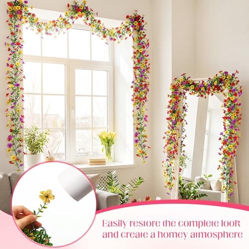 2 Pcs 6 ft Artificial Flowers Wisteria Garland, Multicolor, alternate view 6