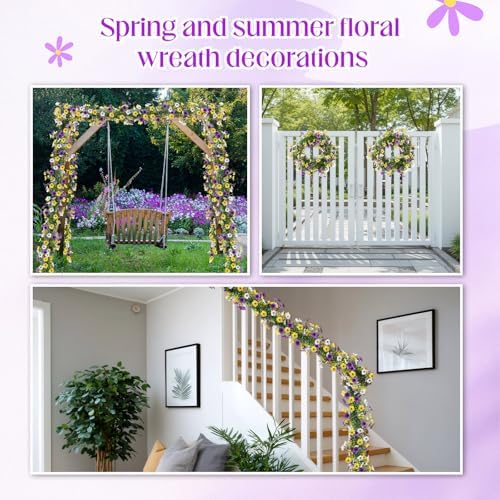 2 Pcs 6 ft Artificial Flowers Wisteria Garland, Purple Yellow, alternate view 6