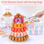 2 PCS 6-Tier Clear Macaron Display Stands, Plastic Macaron Tray Tower with Stainless Steel Serving Tongs, alternate view 3