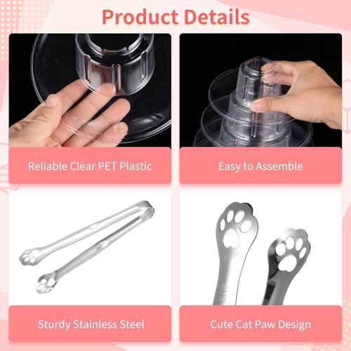 2 PCS 6-Tier Clear Macaron Display Stands, Plastic Macaron Tray Tower with Stainless Steel Serving Tongs, alternate view 4