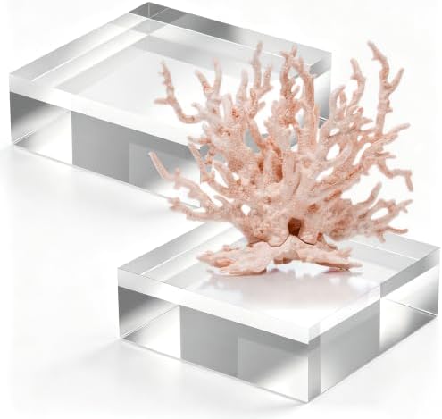 2 Pcs 6 X 6 X 2 Inch Acrylic Blocks, Clear Square Acrylic Base in 6 X 6 X 2 Inch in Clear