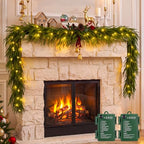 2 Pcs 6Ft Artificial Norfolk Pine Christmas Garland, Pre-Lit 50 LED Lights in Green