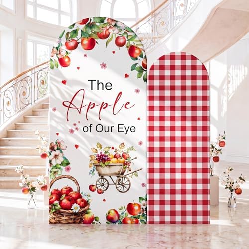 2 Pcs 7.2ft & 6ft The Apple of Our Eye Arch Backdrop Cover in 7.2ft in the Apple of Our Eye and Gingham Cover
