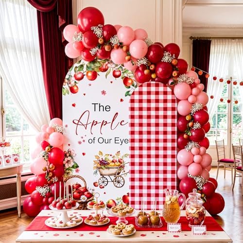 2 Pcs 7.2ft & 6ft The Apple of Our Eye Arch Backdrop Cover in 7.2ft in the Apple of Our Eye and Gingham Cover, alternate view