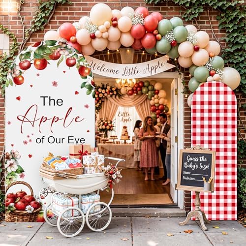 2 Pcs 7.2ft & 6ft The Apple of Our Eye Arch Backdrop Cover in 7.2ft in the Apple of Our Eye and Gingham Cover, alternate view