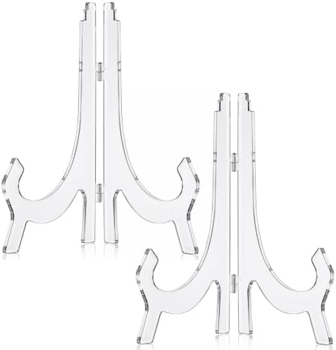 2 Pcs 9.8 Inch Clear Acrylic Plate Easel Stands, Photo Holders in 9.8 Inches in Clear