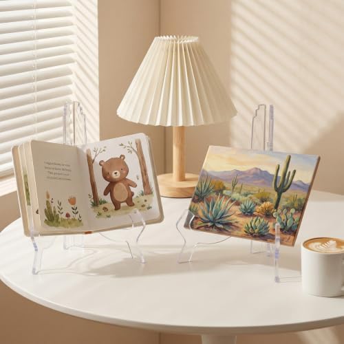 2 Pcs 9.8 Inch Clear Acrylic Plate Easel Stands, Photo Holders in 9.8 Inches in Clear, alternate view 2