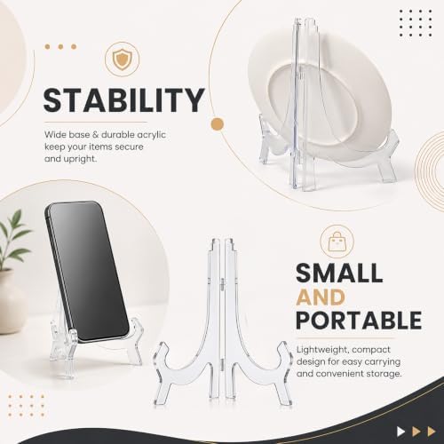 2 Pcs 9.8 Inch Clear Acrylic Plate Easel Stands, Photo Holders in 9.8 Inches in Clear, alternate view 4