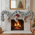 2 Pcs 9 ft Thick Christmas Alaskan Pine Christmas Garland Flocked in White