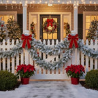 2 Pcs 9 ft Thick Christmas Alaskan Pine Christmas Garland Flocked in White, alternate view 3