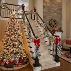 2 Pcs 9 ft Thick Christmas Alaskan Pine Christmas Garland Flocked in White, alternate view 5