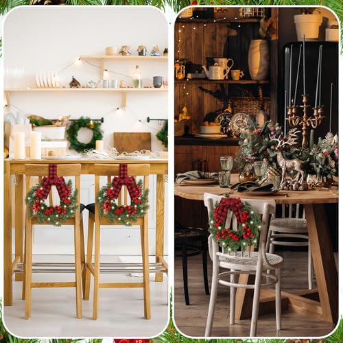 2 Pcs 9" Mini Faux Christmas Norfolk Pine Wreath for Cabinet, alternate view 6