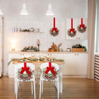 2 Pcs 9'' Small Christmas Cabinet Wreath with Light, Velvet Bow, alternate view 2