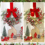 2 Pcs 9'' Small Christmas Cabinet Wreath with Light, Velvet Bow, alternate view 4