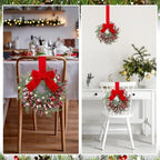 2 Pcs 9'' Small Christmas Cabinet Wreath with Light, Velvet Bow, alternate view 6