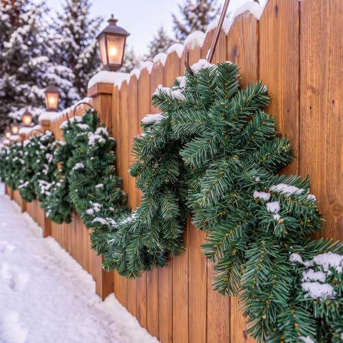 2 Pcs 9ft Thick Christmas Alaskan Pine Christmas Garland Greenery