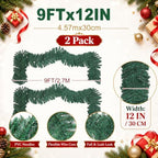 2 Pcs 9ft Thick Christmas Alaskan Pine Christmas Garland Greenery, alternate view 2