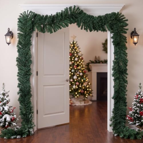 2 Pcs 9ft Thick Christmas Alaskan Pine Christmas Garland Greenery, alternate view 3