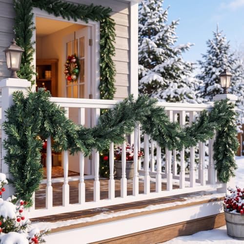 2 Pcs 9ft Thick Christmas Alaskan Pine Christmas Garland Greenery, alternate view 4