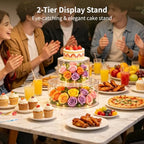 2 PCS Acrylic Cake Stand, 8/12 Inch Clear Cake Stand Fillable Cake Riser Round 2 Tier Case Box for Birthday, alternate view 2